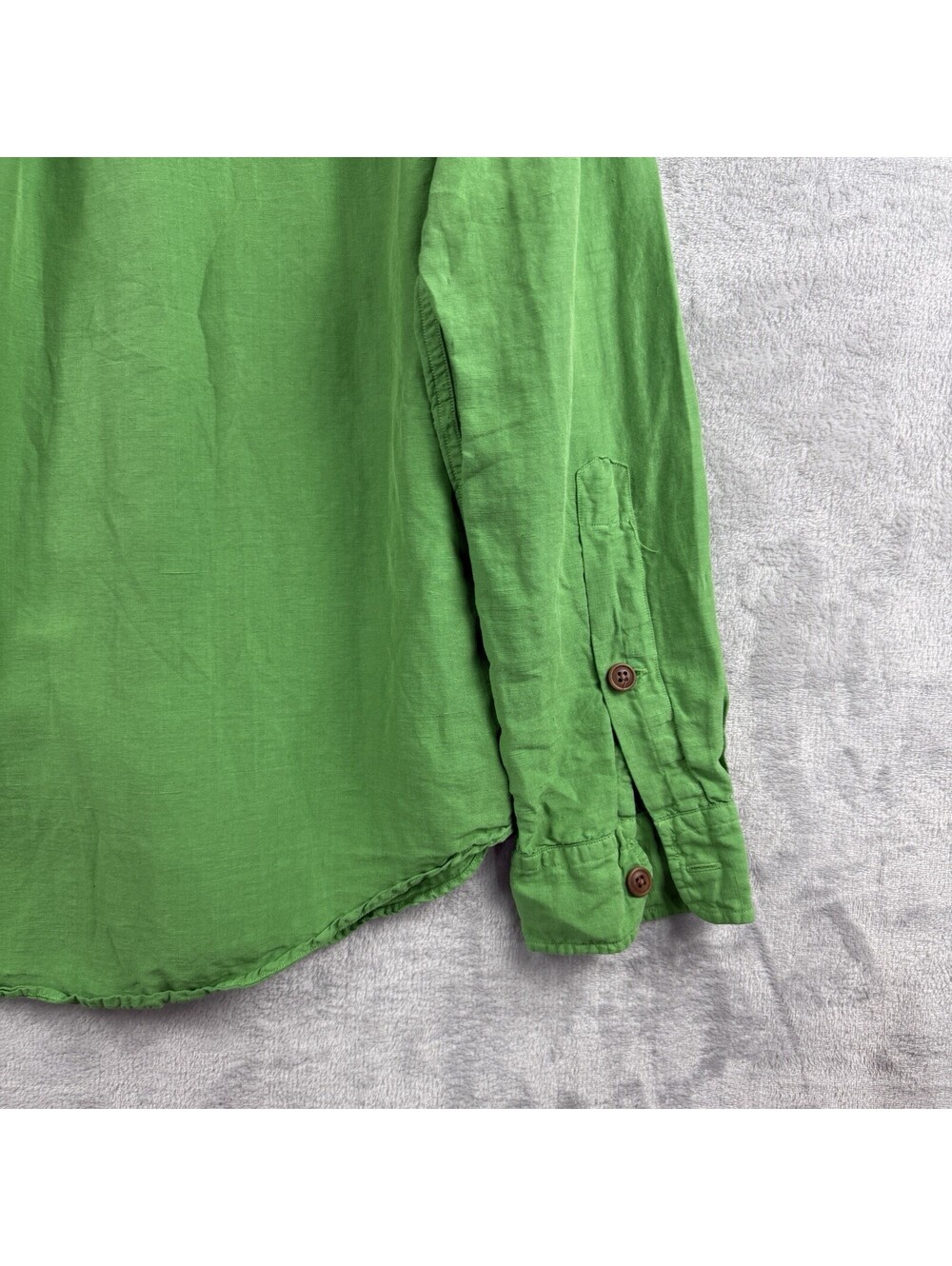 Polo Ralph Lauren Button Up Shirt Size M Green Silk Linen Roll Up Luxury Causal - Picture 11 of 12